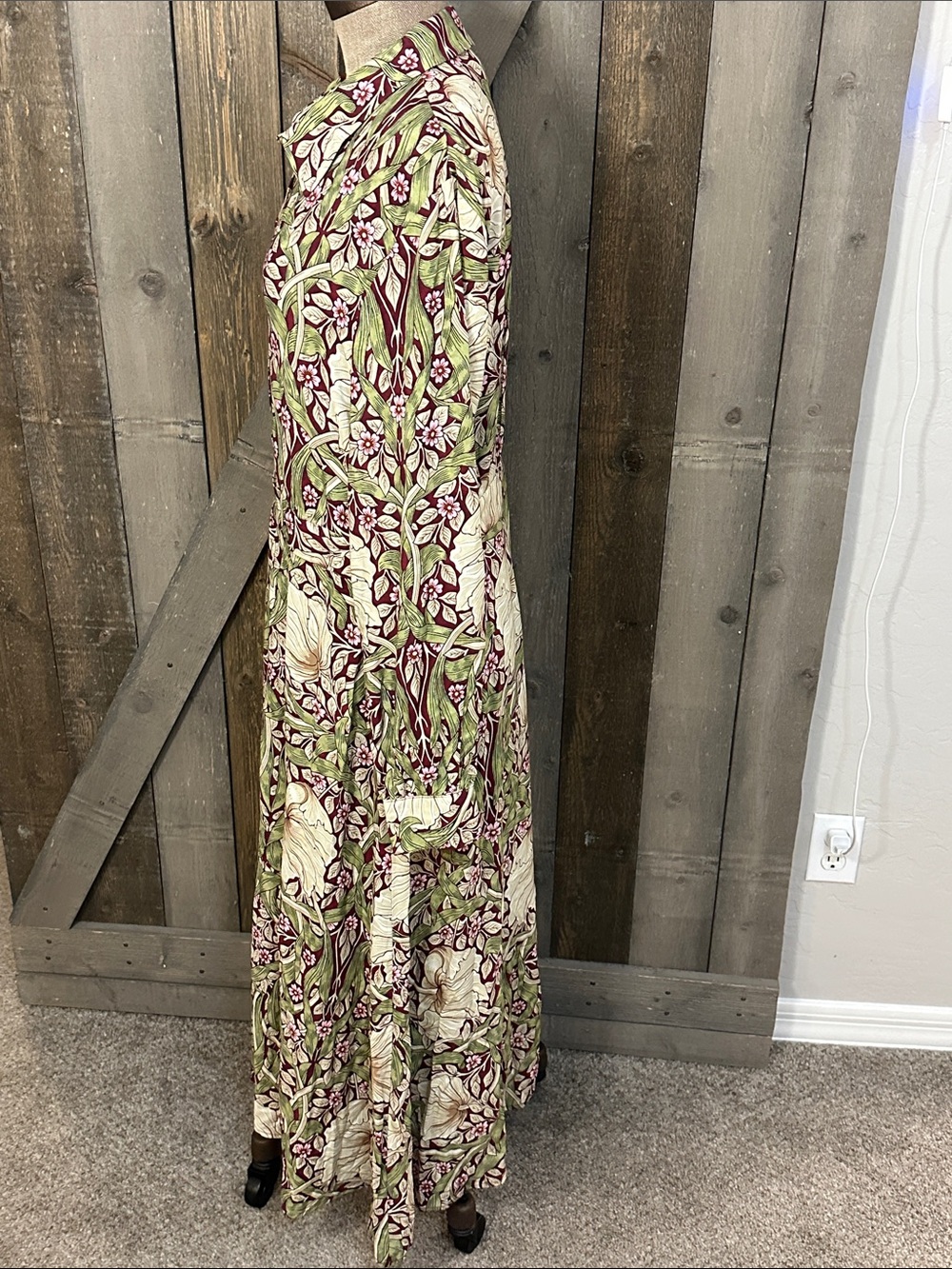 H&M + Morris Co Olive and Beige Floral Maxi Dress - Picture 9 of 14